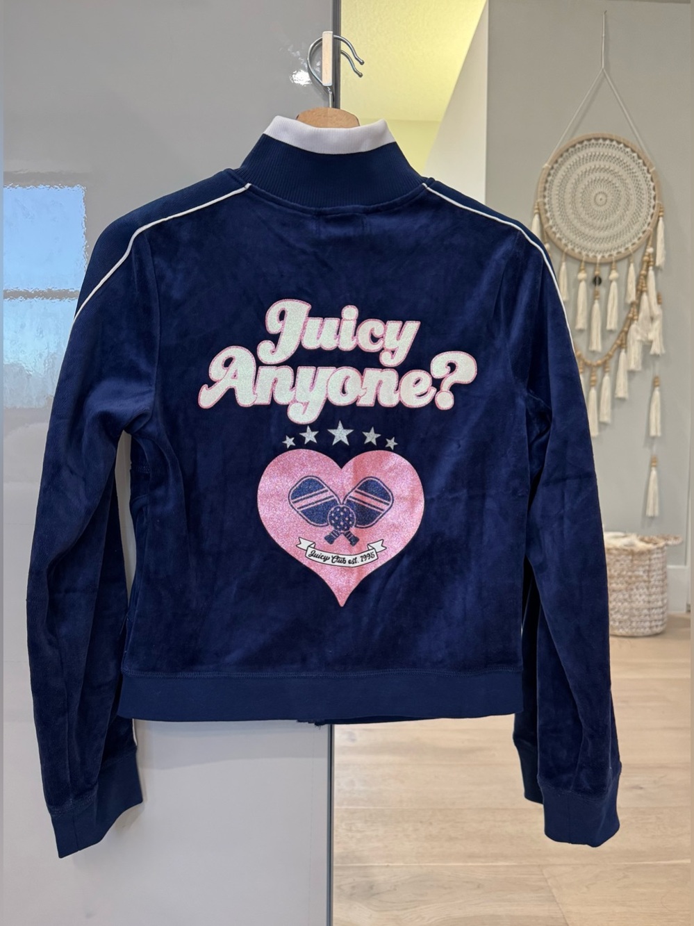 Juicy Couture Track Jacket Navy Blue Velour Pickleball Track Zip-up (NWT)